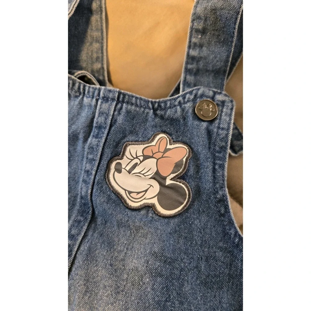 Disney Junior Minnie Mouse Denim Jumper Dress Toddler 24M Embroidered Cute